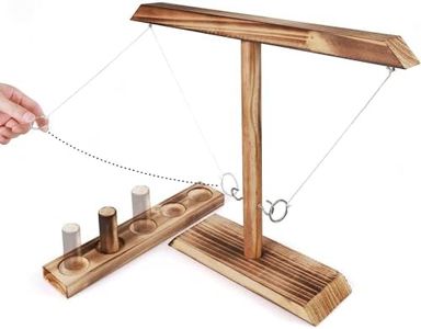 Roccar Ring Toss Game,Ring Toss w/Shot Ladder,Table Hook and Ring Battle Game,Handmade Wooden Fast-paced Interactive Entertainment Game for Party,Halloween Decorations,Christmas Decorations