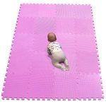 YIMINYUER 20 Piece Interlocking Soft Kids Baby EVA Foam Activity Play Mat Floor Tiles Pink R03G301020