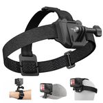 Head Strap Mount Cap Clip Wrist Strap Mount with Phone Clip, Headband Mount for Go Pro Hero 12 11 10 9 8 7Insta360 X3 DJI Action 3 iPhone Android Action Camera Video Vlog Head Mount Accessories