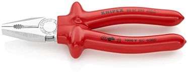 KNIPEX Combination Pliers| Durable | For tough Jobs| Cutting | Gripping| Pulling (VDE 1000V Insulated Dipped Handles, Chrome Plated, 200 mm)