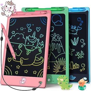 FLUESTON LCD Writing Tablet for Kids,Drawing Tablet for Boys Girls 3 4 5 6 7 8 Year,8.8 Inch 3pcs in 1 Pack Drawing Pad Toy Easter Birthday Gifts for Toddler,Doodle Board Cute Dinosaur Unicorn