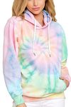 YOCUR Hoodies for Teen Girls Tie Dye Sweatshirt Clothes Trendy Drawstring Pullover Loose Pocket Lightweight Tops Green M