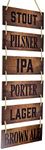 EXCELLO GLOBAL PRODUCTS Large Hanging Wall Sign: Rustic Wooden Decor (Stout, Pilsner, IPA, Porter, Lager, Brown Ale) Hanging Light Wood Wall Decoration (11.75" x 32")