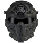 Full Wrapped Paintball Helmet, Built-In Headset, Masks, Goggles, Defogging Fans, All-In-One Design, Detachable, for Air Gun Protection, Shooting, Military Confrontation,BCP