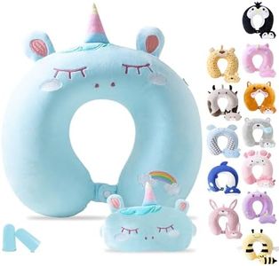 Cirorld Travel Pillow for Kids Adult Cute Neck Pillow for Traveling Memory Foam Airplane Pillow Sleep Mask Animal Flight Pillow Head Rest Neck Support for Cars Long Flights (Blue, 9-12 Y/O)