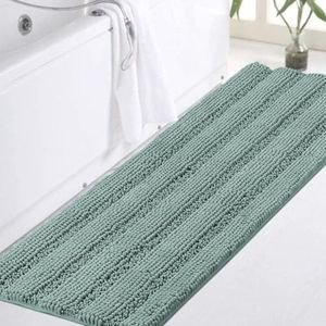 Bathroom Runner Rug Extra Long Chenille Area Rug Set Eggshell Blue Bathroom Kitchen Rug Mat Machine-Washable Bath mats Large Size 17x47 Inch, Duck Eggshell Blue