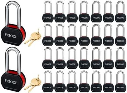 FIGODE® Large Sturdy Steel Locks with 60 Same Keys, Heavy Duty Padlock, 2-3/4" Wide, 2.7" Long Shackle Locks for Door, Gate, Storage, Fence, Shed, Latch. 30 Pack Keyed Alike