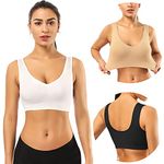 BESTENA Sports Bras for Women, Seamless Comfortable Yoga Bra with Removable Pads, Black+white+nude, 3XL