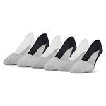 PEDS Women's Nylon/Cotton No Show Socks Liner with Gel Trim, 6-Pack, Black, Heather Gray/White, Shoe Size: 5-10