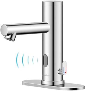 Achelous Automatic Touchless Bathroom Sink Faucet with Deck Plate,Hands Free Infrared Sensor Basin Faucet with Temperature Control, Battery Powered Sensor Bathroom Tap,Chrome
