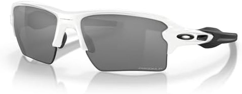 Oakley Mens OO9188 Flak 2.0 XL Rectangular Sunglasses, Polished White on Black/Prizm Black Polarized, 59 mm