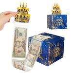 Partideal Happy Birthday Money Box for Cash Gift, Pull Cash from Money Box, Birthday Surprise Gift Box for Women Men, Cash Drawer Money Cake Pull Out for Cash Gifts, Blue