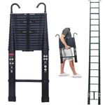 6.2M/20.3FT Telescoping Ladder, Aluminum Telescopic Ladder with 2 Detachable Hooks,Extension Ladder Fully Extended 244",Multi-Purpose Ladder for Home Use or Outdoor Working,330 Lb Capacity,EN131
