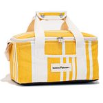 Business & Pleasure Co. Cooler Bag - Cute Lunch Bag in Vintage Colors & Prints, Fits Lunch or 12 Drinks, Insulated & Leakproof Lining, Hands-Free Shoulder Strap (Lunch Bag / 12 Cans, Yellow Stripe)