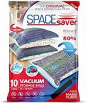 Spacesaver Premium Vacuum Storage Bags. 80% More Storage! Hand-Pump for Travel! Double-Zip Seal and Triple Seal Valve! Vacuum Sealer Bags for Comforters, Blankets, Bedding, Clothing! (Large 10 Pack)