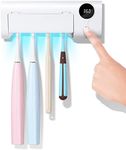 StarWin UV Toothbrush Cleaner, Timer Function, Rechargeable Tooth Brush Holder Wall-Mounted for Bathroom, No Drilling, 4 Slots