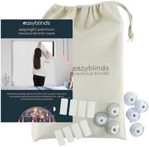 Easyblinds Go Anywhere Portable Blackout Blind Home and Away Suction Cup Self Adhesive Window Cover Windows Up to 200x135cm Customisable Any Shape Size Ideal Temporary Blackout White
