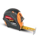 FREEMANS TUFF 7.5m:25mm Steel Inchi Measuring Tape -7.5m with a Non Slip Rubber Covered ABS case || Double Side Printing || Click Action Front Lock and Belt Clip