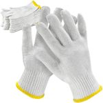 Work Gloves 12 Pairs-Cotton String Knit Cotton Polyester Gloves for Mechanic Industrial Warehouse Gardening BBQ Construction Painter Men & Women（Large-Thick-Economic) $1.58 per pair