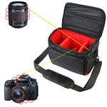 Khanka Hard Shoulder Bag Camera Case Compatible for Nikon D3400 D5100 D5600 D3500 D5500 D7500,D7200,D750,D850/ Canon EOS M50,EOS 4000D, 2000D Camera and Lens. (XL, Black/Red)