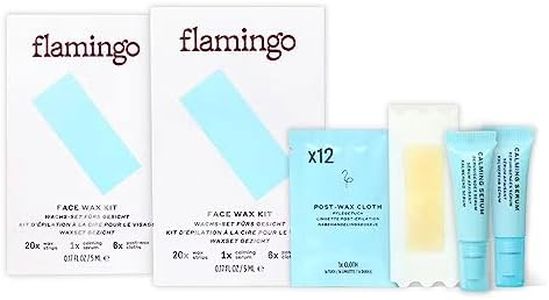 Flamingo Face Wax Kit - Women's Waxing Kit with 40 Strips, 2 Calming Serums and 12 Post-Wax Cloths