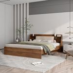 Wakefit Bed | King (78 X 72) Engineered Wood Bed, Upholstered, Without Storage, 1 Year Warranty | - Leo- Columbian Walnut