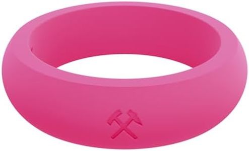 QALO Women's Rubber Silicone Ring, Classic Pick Axe Q2X Silicone Wedding Ring for Women, Breathable, Durable Engagement Silicone Band, 5.5mm Wide 2.5mm Thick, Pink, Size 4