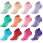 LA Active Baby Toddler Grip Ankle Socks - 12 Pairs - Non Slip/Skid Covered (Girls, 4-7 Years)