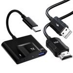 USB C Wireless HDMI Transmitter and Receiver, Plug & Play Wireless HDMI Extender with PD 3.0 Port, Streaming Video and Audio to TV/Monitor/Projector from Laptops/Phones/Tablets