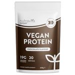 Vegan Protein Powder (20 Servings | 19g Protein) - Chocolate Flavour Protein Shakes - High Protein Muscle Building Powder with Essential Amino Acids - Vegan Protein Powders 600g - UK Made - Nutravita