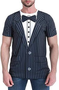 Funny World Tuxedo T-Shirts for Men, Bow Tie, Large