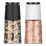 Hotder Pepper Mills, Salt and Pepper Grinder Set, Pepper Shaker Glass Bottles,Adjustable Coarseness (Two Pack)