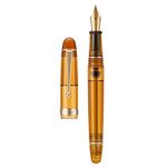 Asvine V126 Vacuum Filling Fountain Pen Medium Nib, Transparent Brown Acrylic, Large-Capacity with Gift Case