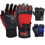 MRX Weight Lifting Gloves Gym Fitness Exercise Bodybuilding Workout Powerlifting Red (Large)