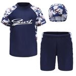 PUPYGIYUC Boys Swimsuits Kids 3PCS Rash Guard Sets with Hat UPF50+ Short Sleeve Swimwear Sets 9-10 Years for Boys Blue 5XL