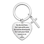 WTOPP Christian Cross Keyring Holy Bible Keyring Inspirational Bible Verse Gifts Religious Gifts-Isaiah 41:10