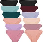 FINETOO 12 Pack Women’s Seamless Hipster Underwear No Show Panties Invisibles Briefs Soft Stretch Bikini Underwears XS-XL