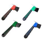 POFUIERKN 4Pcs Horse Hoof Pick Brushes,Horse Hoof Pick Brush with Soft Touch Rubber Handle