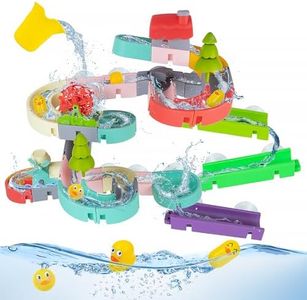 KalaDuck Juguete de Baño con Tobogán de Pato 62 Piezas, DIY Pista Tobogán de Agua Juguetes de Baño para Niños de 4-8 Años, Bañera de Pared Juguetes para Niños y Niñas