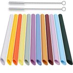 ALINK 12-Pack Reusable Plastic Boba Straws, 13 mm x 10.5 inch Long Wide Macaron Color Smoothie Straws for Bubble Tea, Tapioca Pearls, Milkshakes with 2 Cleaning Brush - Pointed Design