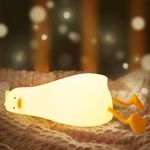 YuanDian Lying Flat Duck Night Light - Cute Silicone Squishy Lamp with 3-Level Dimmable Touch, Perfect for Nursery, Breastfeeding, Toddler, Baby, Kids' Room Decor