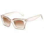 FEISEDY Classic Women Sunglasses Fashion Thick Square Frame UV400 B2471 (Champagne Brown Lenses, 50)