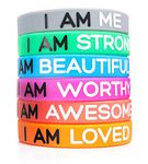 Solza Silicone Wristbands. 6-Piece Set Rubber Band Bracelets - 6 Color - Fun Motivational Wristbands for Kids and Adults