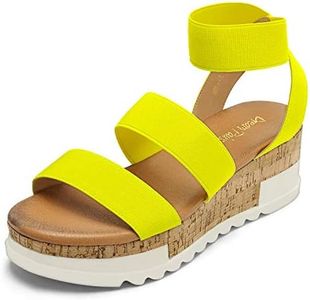 DREAM PAIRS Womens Open Toe Elastic Strap Casual Flatform Platform Sandal, Neon Lime-1(5.5) Reed-1