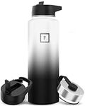 Insulated Water Bottle with Straw Lid - 40 Oz (3 Lids) - Cold 24hrs & Hot 12hrs Drinks - Vacuum Leakproof Double Walled Stainless Steel - Travel Sports Gym Camping & Hiking Hydration Flask