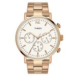 TIMEX Men Stainless Steel Analog Silver Dial Watch-Tweg20009, Band Color-Gold