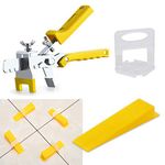 Tile Leveling System Tiles Leveler Spacers - Lippage free tile and stone installation for PRO and DIY - 300 Piece Leveling Spacer Clips 100-Piece Reusable Wedges and 1 Installation Pliers (1/8 Inch)