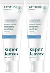 ATTITUDE Fluoride-Free Whitening Toothpaste, Peppermint Flavor, Vegan & Cruelty-Free, Sugar-Free, Plant & Mineral-Based Ingredients, Clean Oral Care, 120 g (Pack of 2)