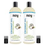 Rey Naturals Extra Virgin Coconut Oil Cold Pressed | Hair Growth Oil For Men & Women | Cold pressed Coconut Oil For All Skin & Hair Types | Coconut Hair Oil For Healthy Hair - 200ml Each