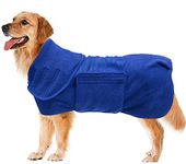 Geyecete Dog Drying Coats-dog towels absorbent robe Dry Fast Dog Bag-Dog Bathrobe Towel-Microfibre Fast Drying Super Absorbent Pet Dog Cat Bath Robe Towel-Blue-L